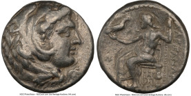 MACEDONIAN KINGDOM. Alexander III the Great (336-323 BC). AR tetradrachm (23mm, 17.21 gm, 1h). NGC VF 4/5 - 4/5, die shift. Late lifetime-early posthu...