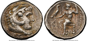 MACEDONIAN KINGDOM. Alexander III the Great (336-323 BC). AR tetradrachm (23mm, 1h). NGC VF, graffito. Lifetime issue of Salamis, 332-323 BC. Head of ...
