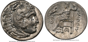 MACEDONIAN KINGDOM. Philip III Arrhidaeus (323-317 BC). AR drachm (18mm, 4.30 gm, 10h). NGC MS 5/5 - 4/5. Lampsacus. Head of Heracles right, wearing l...