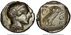 ATTICA. Athens. Ca. 440-404 BC. AR tetradrachm (23mm, 17.19 gm, 1h). NGC MS 5/5 - 4/5. Mid-mass coinage issue. Head of Athena right, wearing earring, ...