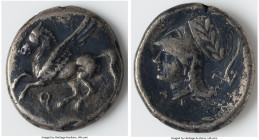 CORINTHIA. Corinth. Ca. 4th century BC. AR stater (22mm, 8.28 gm, 12h). Choice Fine, tooled. Pegasus flying left, ? below / Head of Athena left, weari...