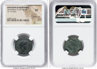 BOSPORAN KINGDOM. Mithradates III (ca. AD 39-45). AE 12 units (22mm, 11h). NGC VF, adjusted flan. ΒΑΣΙΛΕΩC ΜΙΘΡΑΔΑΤΟΥ, diademed head of Mithradates II...