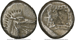 CARIA. Halicarnassus. Ca. 510-480 BC. AR hecte (12mm). NGC XF. Head of ketos right, with pointed ear, pinnate mane, long snout, and mouth open with pr...