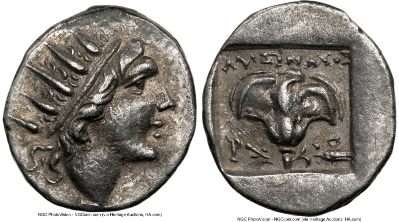 CARIAN ISLANDS. Rhodes. Ca. 88-84 BC. AR drachm (15mm, 11h). NGC XF. Plinthophor...