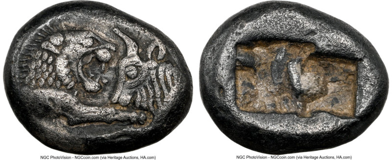 LYDIAN KINGDOM. Croesus (561-546 BC). AR third-stater (13mm, 3.51 gm). NGC XF 5/...