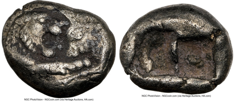 LYDIAN KINGDOM. Croesus (561-546 BC). AR sixth-stater or hecte (11mm, 1.75 gm). ...