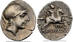 PHRYGIA. Cibyra. Ca. 2nd-1st Centuries BC. AR drachm (17mm, 12h). NGC Choice VF. Head of Cibyras in crested Attic helmet right / ΚΙΒΥΡΑΤΩΝ, Cibyras ch...