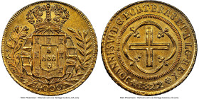 João VI gold 4000 Reis 1822/1-(R) MS62 NGC, Rio de Janeiro mint, KM327.1, LMB-586. Last year of type. HID09801242017 © 2023 Heritage Auctions | All Ri...