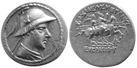 BAKTRIAN KINGS, Eukratides I.  171-145 BC. AR drachm.