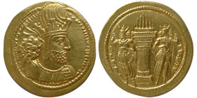 SASANIAN KINGS, Shapur I, 240-270 AD. Gold Dinar. Lovely style.