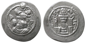 SASANIAN KINGS, Peroz, third crown, AD. 457-484. AR Drachm.