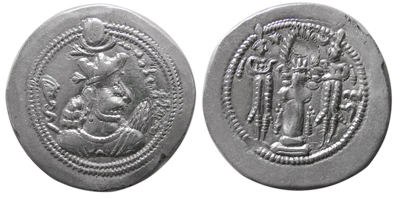 SASANIAN KINGS, Valkash, 484-488 AD. AR Drachm (4.00 gm; 27 mm). Standard issue,...