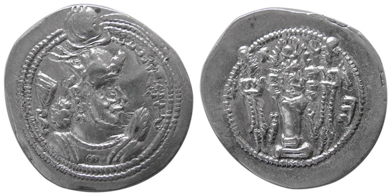 SASANIAN KINGS, Valkash, 484-488 AD. AR Drachm (4.15 gm; 28 mm). Standard issue,...