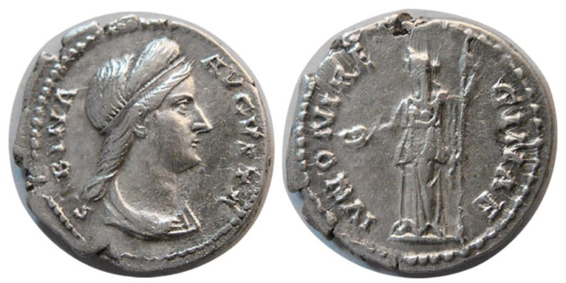ROMAN EMPIRE. Sabina. AD. 128-136. AR Denarius (3.14 gm; 17 mm). Rome mint, SABI...