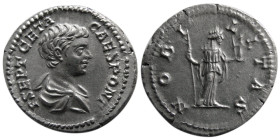 ROMAN EMPIRE, Geta, as Caesar, 197-209 AD. AR Denarius.