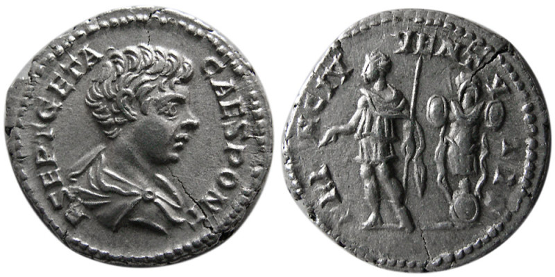 ROMAN EMPIRE, Geta as a Caesar, 197-209 AD. AR Denarius (3.36 gm; 19 mm). Rome, ...