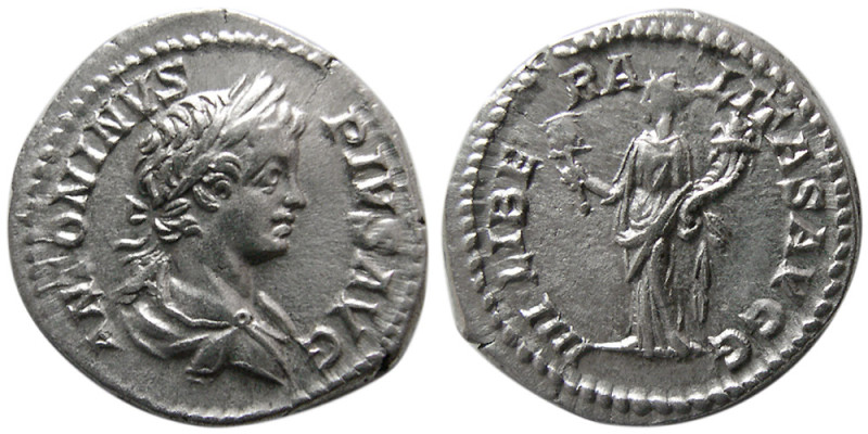 ROMAN EMPIRE, Caracalla, 198-217 AD. AR Denarius (3.60 gm; 19 mm). Struck in Rom...