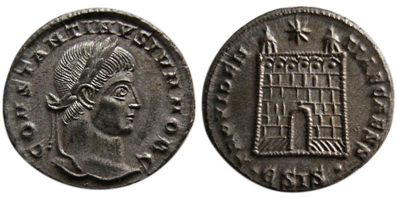 ROMAN EMPIRE, Constantine II, 337-340 AD. Æ Silvered Follis (3.08 gm; 18 mm). Si...