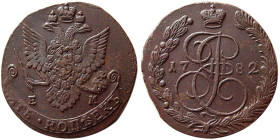 RUSSIA, Catherine II. 1782-EM. Copper 5 Kopecks