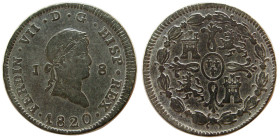 SPAIN, Ferdinand VII. 1820. 8 Maravedis.