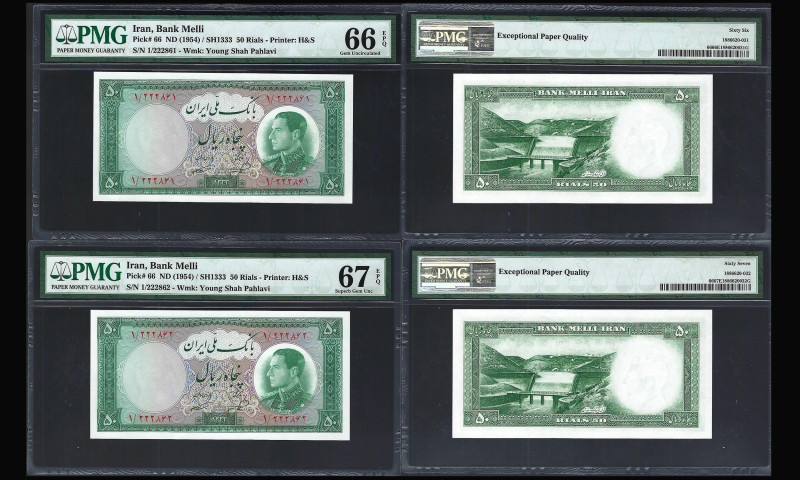 IRAN, Bank Melli. Pair of 50 Rials Bank Notes. Pick # 66, ND (1954 / SH1333. Pri...