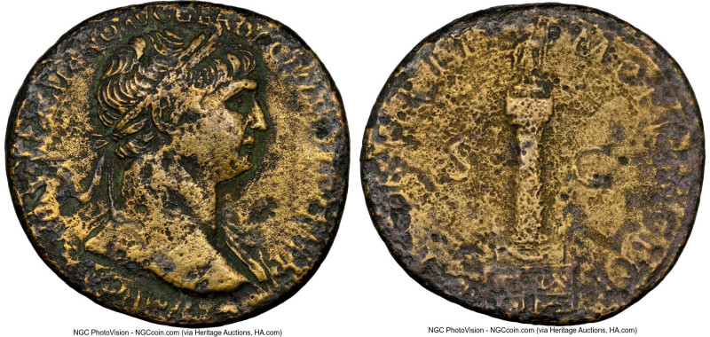 Trajan (AD 98-117). AE sestertius (33mm, 5h). NGC Fine, smoothing. Rome, AD 112-...