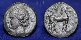 CARTHAGE: Second Punic War. Circa 220-215 BC. AE 3 Shekels.