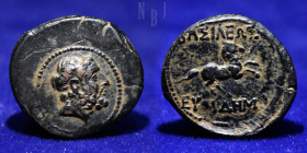 BAKTRIA: Euthydemos I Theos Megas, AE Dichalkon. Mint B (Baktra). c 215-208/6 BC.