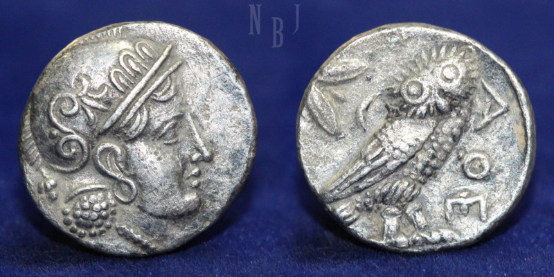 Bactria: Sophytes, c. 325-300 BCE, AR drachm. Athenian owl type. Obverse: Helmet...