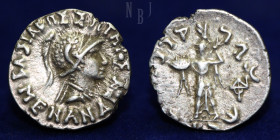 Indo-Greek Kingdom: Menander I Soter AR Drachm. Circa 155-130 BC.
