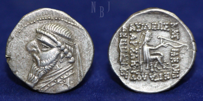 Parthian Empire, Mithridates II (124-90 BC), AR Drachm, Mint: Nisa (NI or N), OB...