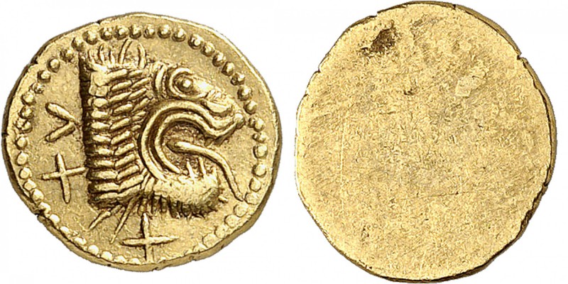 GRECE ANTIQUE
Étrurie, Populonia (ca. 300-250 av. J.C.). 25 as d’or.
Av. ΛXX T...