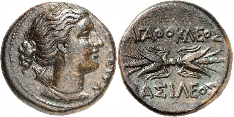 GRECE ANTIQUE
Sicile, Syracuse, Agathoklès (317-289 av. J.C.). Litra Æ.
Av. ΣΟ...