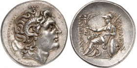 GRECE ANTIQUE
Royaume de Thrace, Lysimaque (323-281 av. J.C.). Tétradrachme argent.
Av. Tête d’Alexandre à droite portant les cornes d’Ammon, grènet...