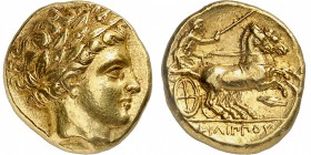 GRECE ANTIQUE
Royaume de Macédoine, Philippe II (359-336 av. J.C.). Statère d’or Amphipolis, frappé sous Philippe II ou Alexandre III, ca. 340-328 av...