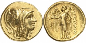 GRECE ANTIQUE
Royaume de Macédoine, Alexandre III le Grand (336-323 av. J.C). Statère d’or, frappé sous Philippe II ou Alexandre III, ca. 325-319 av....