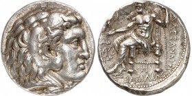 GRECE ANTIQUE
Royaume de Macédoine, Alexandre le Grand (336-323 av. J.C.). Tétradrachme argent.
Av. Tête d’Héraclès imberbe à droite, coiffé de la p...