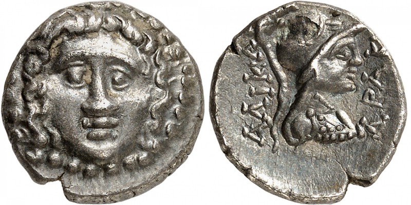 GRECE ANTIQUE
Carie, Halicarnasse (ca. 150-50 av. J.C.). Drachme argent.
Av. T...