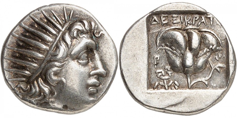 GRECE ANTIQUE
Iles de Carie, Rhodes, (ca. 170-150 av. J.C.) Drachme argent.
Av...