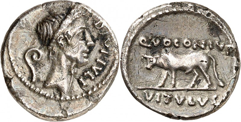 EMPIRE ROMAIN
Jules César (60-44 av. J.C.). Denier fourré 40 av. J.C., Rome. 
...