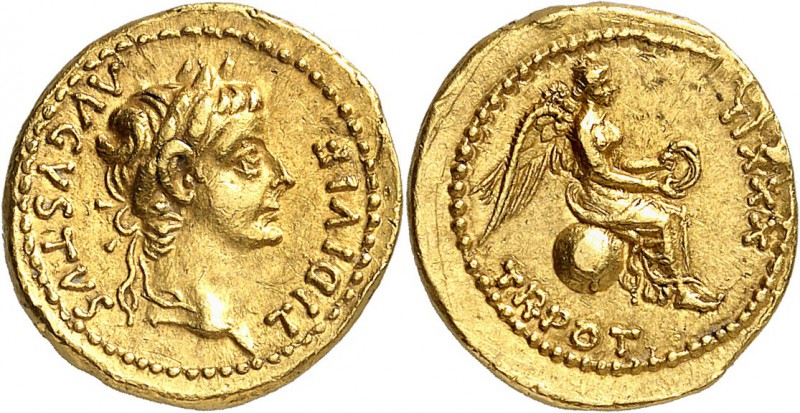 EMPIRE ROMAIN
Tibère (14-37). Quinaire 30-31, Lyon.
Av. Buste lauré à droite. ...