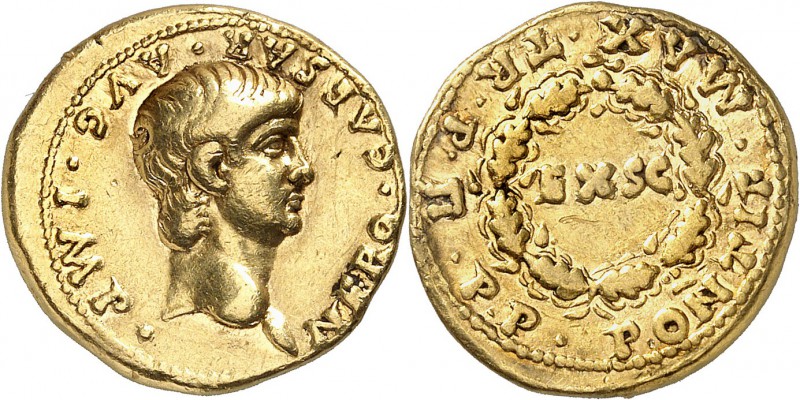 EMPIRE ROMAIN
Néron (54-68). Aureus 56-57, Rome.
Av. Tête à droite. Rv. Couron...