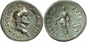 EMPIRE ROMAIN
Galba (68-69). Sesterce 68, Rome.
Av. Buste lauré à droite. Rv. La Liberté à gauche.
RIC. 387. 25,10 grs.
Bel exemplaire, TTB