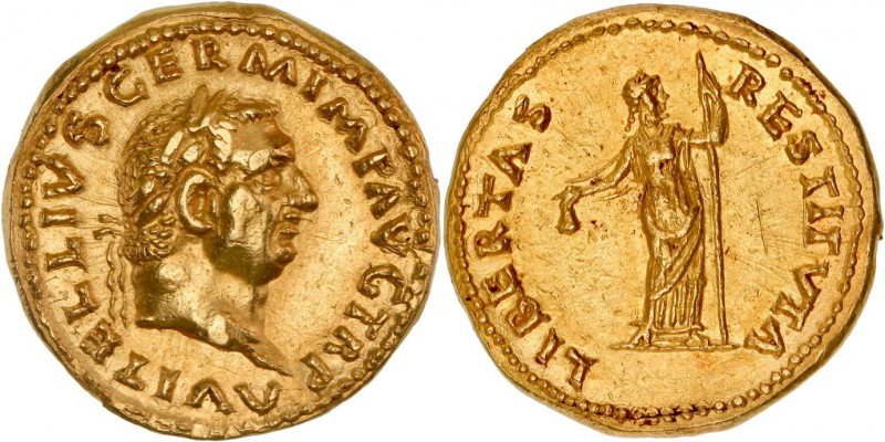 EMPIRE ROMAIN
Vitellius (69). Aureus.
Av. Tête à droite. Rv. Libertas à droite...