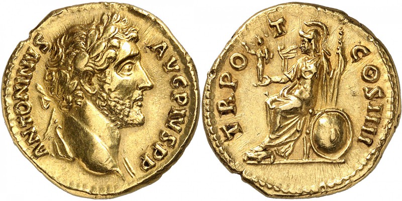 EMPIRE ROMAIN
Antonin le Pieux (138-161). Aureus 145-161, Rome.
Av. Buste laur...