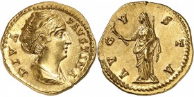 EMPIRE ROMAIN
Faustine mère, femme d’Antonin le Pieux (138-161). Aureus 141, Rome.
Av. Buste coiffé à droite. Rv. Cérès debout à gauche.
Cal. 1763v...