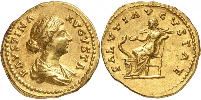 EMPIRE ROMAIN
Faustine mère, femme d’Antonin le Pieux (138-161). Aureus, Rome....