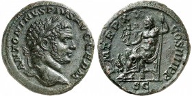 EMPIRE ROMAIN
Caracalla (197-218). As, Rome.
Av. Buste laurée à droite. Rv. Pluton assis à gauche.
RIC. -. 11,53 grs. 
Très beau portrait, presque...
