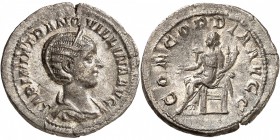 EMPIRE ROMAIN
Tranquillina (241-244) Femme de Gordien III. Denier, Rome.
Av. SABINIA TRANQ-VILLINA AVG Buste diadémé et drapé de Tranquilina à droit...