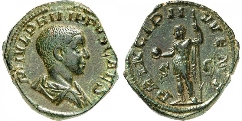 EMPIRE ROMAIN
Philippe II (244-249). Sesterce, Rome.
Av. M IVL PHILIPPVS AVG B...
